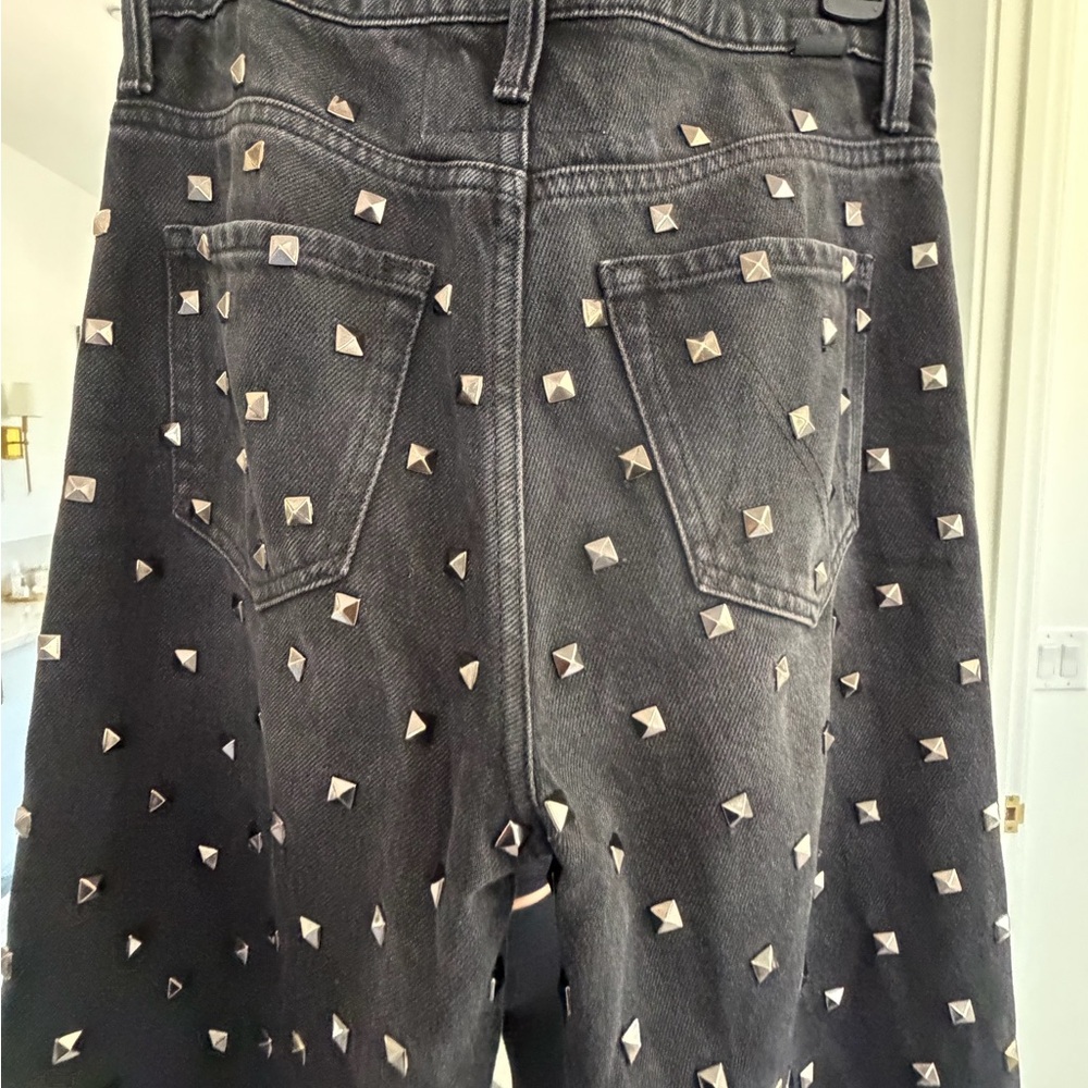 MOTHER Studded Black Wide-Leg Jeans - Picture 5 of 5